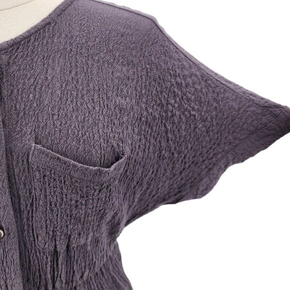 Amuse Society Crinkle Texture Gray Button Dress Womens Medium - Picture 6 of 9